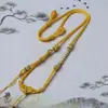 Cordón para Collar de Cuerda Dorada Hecha a Mano de Gama Alta, Tejido Puramente a Mano, Seguro de Cera de Abejas de Ocho Hilos Dorado Ajustable