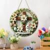 Nuevo colgante de Pascua transfronterizo de Amazon, corona de huevo, conejo, decoración navideña, colgante para puerta, placa redonda de madera para puerta