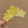 Acessórios de Cabelo para Foto de Férias na Praia 2025 Super Fada Doce Flor de Frangipani Desabrochando Grampo de Cabelo Tubarão na Parte de Trás da Cabeça