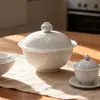 Juego de Vajilla de Porcelana Jingdezhen para Uso Doméstico, Platos y Tazones de Nuevo Estilo Chino, Tazones, Platos y Cucharas de Cerámica Simples y Lujosos, Pedido Mínimo de 5 Piezas