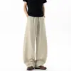 Pantalones Casuales Sueltos de Verano de Pierna Ancha con Efecto Plisado, Ligeros de Lino de Corte Recto Estilo Delgado de Marca de Moda Inspirados en Pantalones para Hombre
