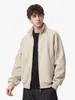 Cardigã casual pesado estilo americano Han Lu com gola alta, jaqueta streetwear masculina de corte solto para outono