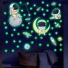 Pegatina de Pared Luminosa de Estrella de Astronauta Espacial Habitación Infantil Guardería Cielo Estrellado del Universo Dibujo Animado Lindo Fondo de Pared