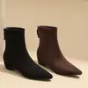 Botas de Moda para Primavera/Otoño 2026, Nuevas, de Gamuza, con Cierre Trasero, Puntiagudas, Tacón Grueso, Antideslizantes, Resistentes al Desgaste, con Felpa Adentro, Elásticas, Adelgazantes