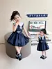 Vestido de Policía Conejito para Niña Verano 2026 Nuevo Vestido de Princesa Estilo Academia Infantil Vestido Elegante Flor en Brote para Bebé