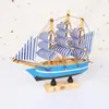 Barco de vela decorativo de madera estilo mediterráneo liso decoración de pastel escena pastel de cumpleaños mesa de postres adorno