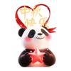 Panda Celebra el Festival de Mediados de Otoño Pegatinas Electrostáticas para Puertas de Vidrio Decoraciones de Ventana con Corazones de Papel Recortado para Tiendas de Centros Comerciales