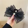 Grampo Tibi de Tecido Preto de Alta Qualidade com Laço para Mulheres, Presilha Elegante para a Parte de Trás da Cabeça, Não Danifica o Cabelo, Acessório de Cabelo