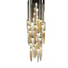 Candelabro de Cristal Largo Minimalista y Lujoso para Escaleras, Sala de Estar de Villa Única con Borlas, Escalera Artística, Luminaria Creativa de Cadena