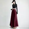 Falda satinada de sirena para mujer, otoño e invierno, forrada de polar, engrosada, de cintura alta, con efecto drapeado, que cubre la cadera, de longitud media