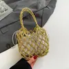 Bolsa de Malla Tejida Vintage Nueva Transfronteriza 2026 para Mujer, Bolsa de Pescado de Paja Hueca, Bolsa de Playa, Bolso