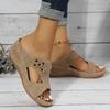 Sandalias de cuña para mujer, estilo retro, informal, con flores y suela gruesa, talla 43, para verano, 2023