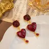 Colgante Vintage Incrustado de Diamantes Pendientes Geométricos, Pendientes Estilo Palacio Retro, Diseño de Nicho, Lujo Ligero y de Alta Gama