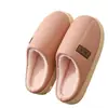 Pantuflas de algodón impermeables de PU para mujer, adecuadas para otoño e invierno, cálidas y acogedoras para uso en interiores, con forro de felpa, y también se pueden usar al aire libre; pantuflas antideslizantes de suela gruesa para hombre