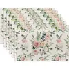 Manteles Individuales Florales de Algodón y Lino de Venta Caliente Transfronteriza para Primavera y Verano, Manteles Rectangulares Estilo Occidental Estampados con Aislamiento Térmico, Manteles de Mesa, Manteles para Platos al por Mayor