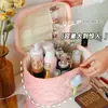 Bolsa de almacenamiento de cosméticos personalizada, bolsa de maquillaje portátil de pana para viaje, bolsa de almacenamiento de artículos de tocador de gran capacidad con compartimentos para viaje de negocios