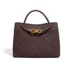 Bolsa Feminina Transfronteiriça Nova Moda Europeia e Americana de Mão Ombro Transversal Mochila Tecida à Mão Couro Macio Tote Bag Bolsa Balde