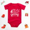Meu 1º Natal Natal Vermelho Algodão Roupa de Rastejar para Bebê Macacão de Bebê de Manga Curta