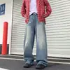 Jeans para hombre de estilo retro americano con salpicaduras y lavado transfronterizo 2026 nuevos pantalones rectos holgados en stock para venta al por mayor