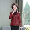 Abrigo de cuero elegante de otoño para mamá de mediana edad. Abrigo de cuero para mujer de mediana edad y anciana de 40 años. Top corto de estilo occidental de terciopelo de otoño e invierno.