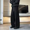 Calça esportiva casual de cor contrastante bordada para homens, silhueta segmentada, corte reto retrô solto, que valoriza a altura, sem rugas, calça de moletom esportiva texturizada