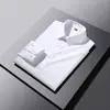 Recomendación popular: Camisa de manga larga estilo business casual con diseño de botones y cuello a rayas claras y oscuras, camisa para hombre