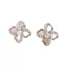Aretes de Plata Pura S925 con Diamante Brillante y Flor Personalizada para Mujer, Estilo Nuevo de Commuter Elegante y Versátil