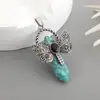 Pendente Borboleta Pedra Natural Cristal Colar Coluna Hexagonal Animal Personalizado Fabricante Atacado Venda Quente Transfronteiriça Europeia e Americana