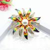 Broche de explosiones transfronterizas Moda europea y americana de alta gama Flor de porcelana azul y blanca Corsage de perlas Broche de óleo de pintura de camelia