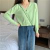 Cárdigan Abrigo de Punto Fino para Mujer, Primavera y Otoño, Estilo Coreano, Suéter Holgado para Vestir por Encima, Corto, Versátil, Cuello en V, Camiseta Base