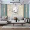 Mural de sala de té de lujo ligero tridimensional 18d con flores y pájaros, papel tapiz de estudio de paisaje con tinta china, papel tapiz de fondo de TV para sala de estar