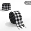 Cinta de Lino Imitación Cuadros Blanco y Negro Navideña Cinta de Atar para Envoltura de Regalos Decoraciones de Lazos para Guirnaldas Navideñas Venta al por Mayor