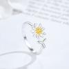 Anillo de Plata Esterlina S925 para Mujer, Anillo de Margarita de Diseño Nicho, Anillo Abierto de Lujo Ligero de Moda, Estilo Europeo y Americano, Superventas Transfronterizo