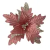 Flor de Navidad de Terciopelo con Lentejuelas Simuladas de 30 cm Adornos para Árbol de Navidad Accesorios para Corona Decoración de Fiesta