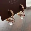 Brincos de argola com borla esférica do planeta Terra, design de nicho requintado e único, argolas versáteis de alta qualidade, prata 925