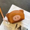 Piggy Ins Style Cute Mini Change Key Bolsa Cartão de Couro Genuíno Bolsa Compacta Portátil Feminina Pequena Bolsa de Armazenamento de Moedas
