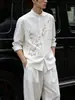 Camisa bordada de alta calidad, estilo chino nuevo, de manga larga con cuello mao, perfecta para bodas, compromisos y uso diario versátil, con una hermosa caída.