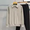Suéter de punto con cuello polo y media cremallera para hombre, suéter pullover de otoño e invierno, suéter base japonés moderno, simple y guapo