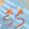 Acessórios de cabelo tradicionais chineses para crianças: presilhas de cabelo com borlas florais, presilhas de cabelo de borboleta estilo fada, adereços de cabeça estilo chinês com fitas esvoaçantes