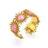 Anillo Nuevo de Moda Europea y Americana Retro Gota de Aceite Sol Chapado en Oro de 18K para Mujer Nicho Popular Versátil Acero de Titanio Anillo para Dedo Índice