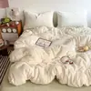 Conjunto de cama de quatro peças em veludo de leite classe A conjunto de três peças para dormitório estudantil conjunto de cama simples cor sólida bicolor estilo blogueira INS