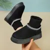 Sapatos de algodão com sola grossa e forro de fleece, sem forro de algodão, novos estilos de inverno para vendas transfronteiriças, botas de neve de tricô estilo étnico, estilo europeu e americano, femininas, 2026