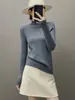 Nuevo Suéter de Punto Fino de Lana Cachemir sin Costuras de una Pieza para Mujer Otoño e Invierno con Base de Suéter de Cuello Semialto Delgado