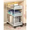 Artefato de armazenamento ao lado da mesa para livros, estante de armazenamento de bolsa de livros com rodinhas, carrinho pequeno móvel