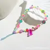 Cadena de Acrílico Colorida para Teléfono Móvil Lanyard Moda Estrella Arcilla Suave Cadena para Teléfono Móvil Lanyard con Llavero Antiperdida para Mujer