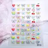 Nova Série com Tema de Comida Adesivos para Unhas com Tema de Bolo Maçã Padrão Colorido Borboleta Gravata Borboleta 5D Em relevo Adesivos para Unhas de Planejador