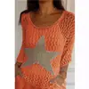 Suéter de Cinco Estrellas con Cuello Redondo de Estilo Europeo y Americano, Nuevo de Verano, Top Elegante de Siete Mangas para Mujer, Camisa para Aire Acondicionado