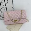 Xiaozhong Bolso Transfronterizo Portátil para Mujer Nuevo Bolso Pequeño de Alto Gama Estilo Chanel Bolso de Cadena Cuadros de Diamantes Bolso Cruzado para Hombro de Mujer