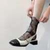 Calcetines de Estilo Ballet Huecos con Volantes para Primavera y Verano Jk Transpirables Frescos de Media Pantorrilla Calcetines de Encaje para Pantorrilla Mary Jane para Mujer