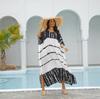 Cubierta de Playa Estilo Europeo y Americano, Vestido Largo Hombros Descubiertos, Vestido Largo para Vacaciones en la Costa, Traje de Baño Bikini, Camiseta de Protección Solar 1D31